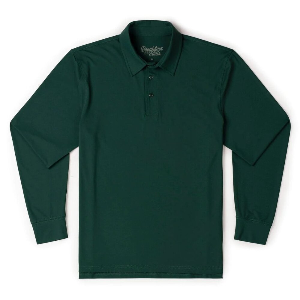 2 FOR $70:  Breakfast Balls Long Sleeve Polo | Green (Smoke Pine) | RSVLTS